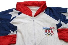 画像3: 90s Nations Bank USA OLYMPICオリンピック 刺繍 星条旗柄 テープ付き ナイロンジャケット XL (3)