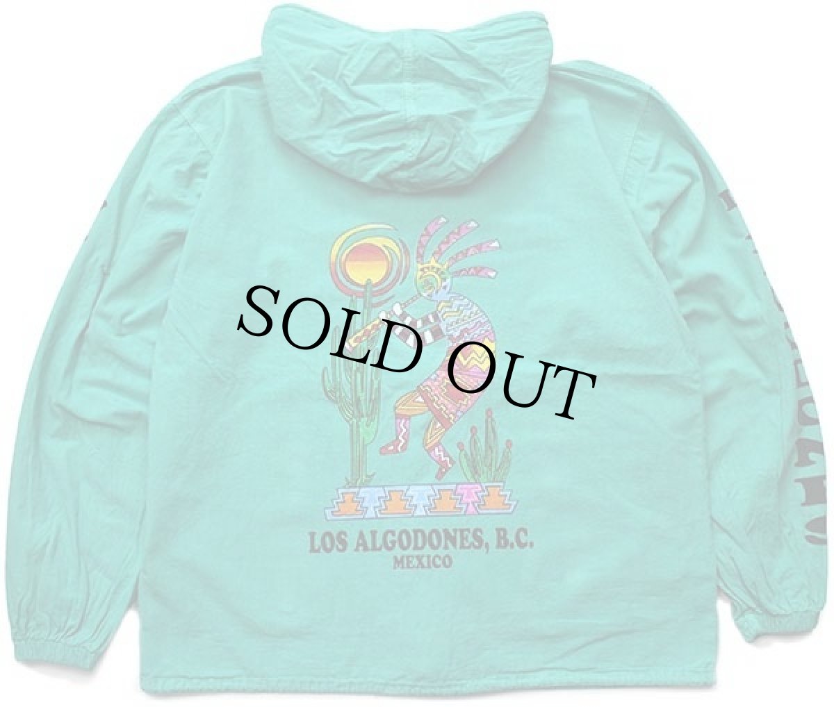 画像2: メキシコ製 LOS ALGODONES,B.C. MEXICO ココペリ コットンパーカー エメラルドグリーン M (2)