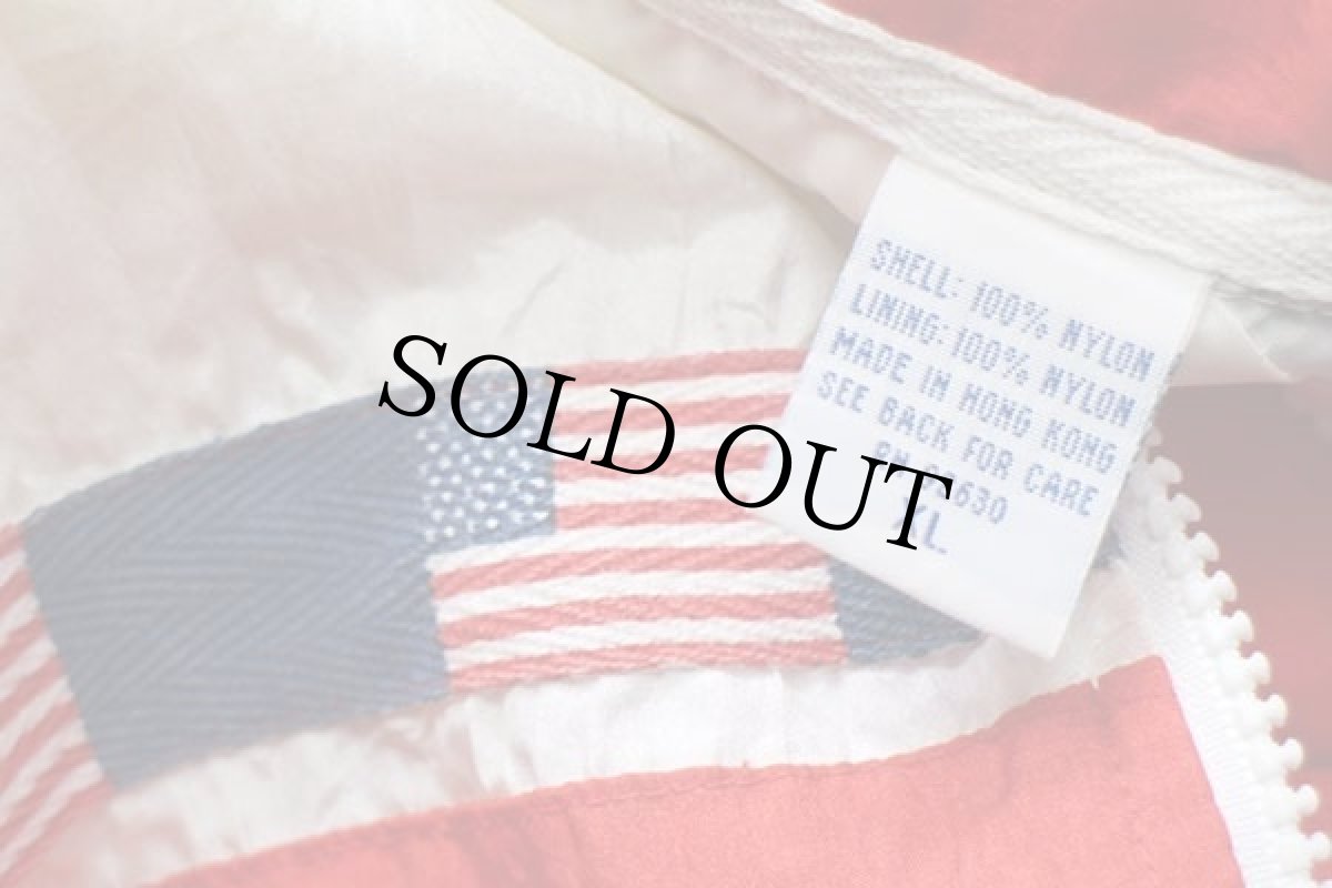 画像4: 90s Nations Bank USA OLYMPICオリンピック 刺繍 星条旗柄 テープ付き ナイロンジャケット XL (4)