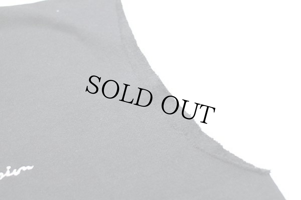 画像5: 90s USA製 Championチャンピオン ワンポイント スクリプト ロゴ刺繍 前V カットオフ スウェット 黒 M (5)