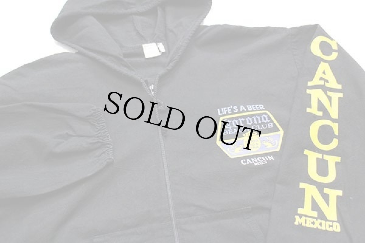 画像3: メキシコ製 Corona BEACH CLUB CANCUN MEXICO ロゴ コットンパーカー 黒 M (3)