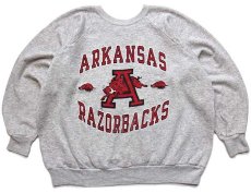 画像1: 80s USA製 ARKANSAS RAZORBACKS イノシシ スウェット 杢ライトグレー XL (1)