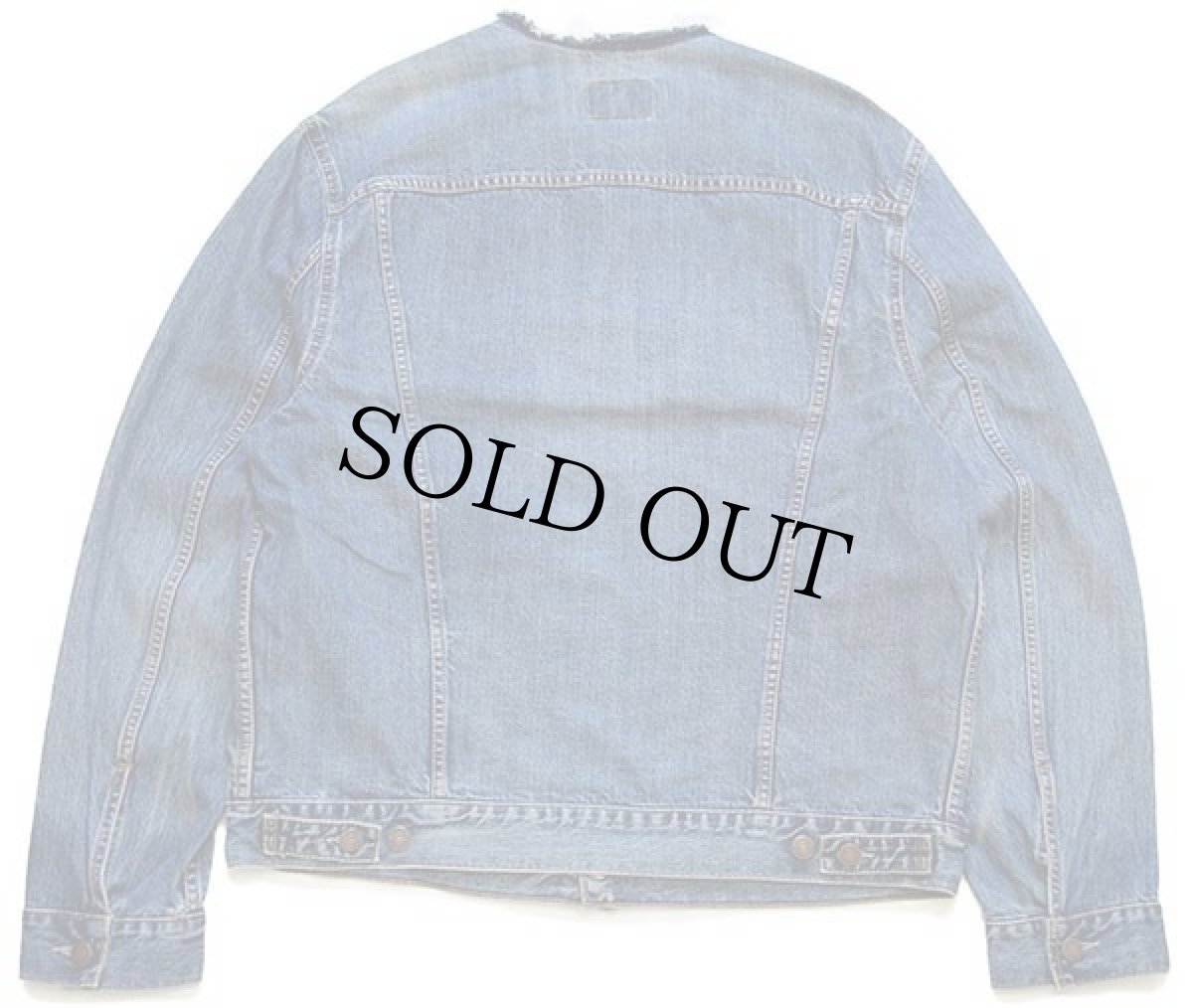 画像2: 00s トルコ製 Levi'sリーバイス 70550 ノーカラー デニムジャケット 4ポケット カスタム L★ユーロ (2)