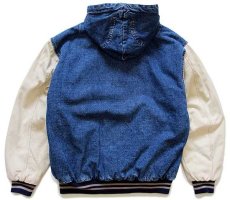 画像2: 00s TODAYS NEWS ツートン 切り替え 中綿入り デニムジャケット パーカー M (2)