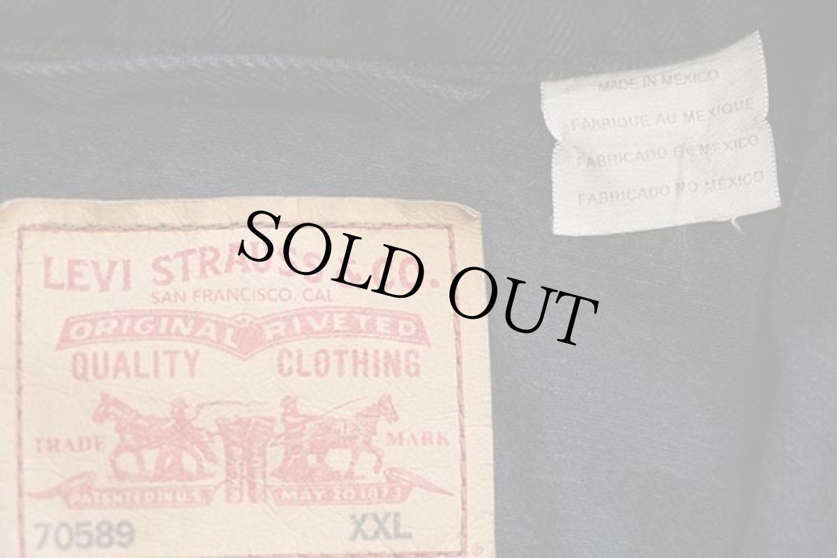 画像4: 00s メキシコ製 Levi'sリーバイス 70589 ブラック デニムジャケット 4ポケット XXL★特大 (4)