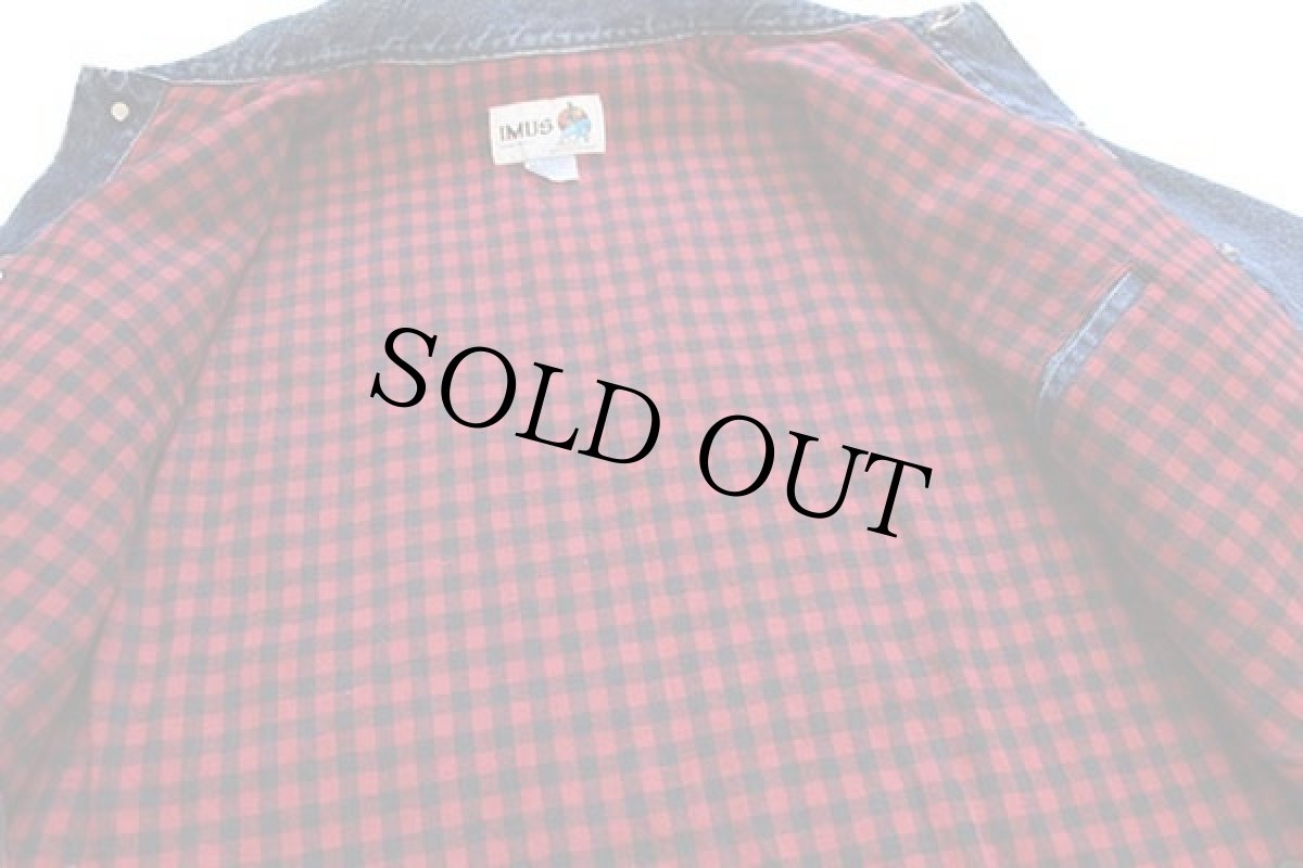 画像6: 90s USA製 IMUS Four Corners刺繍 チェックライナー デニムジャケット 4ポケット★特大 (6)