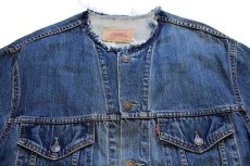 画像3: 00s トルコ製 Levi'sリーバイス 70550 ノーカラー デニムジャケット 4ポケット カスタム L★ユーロ (3)