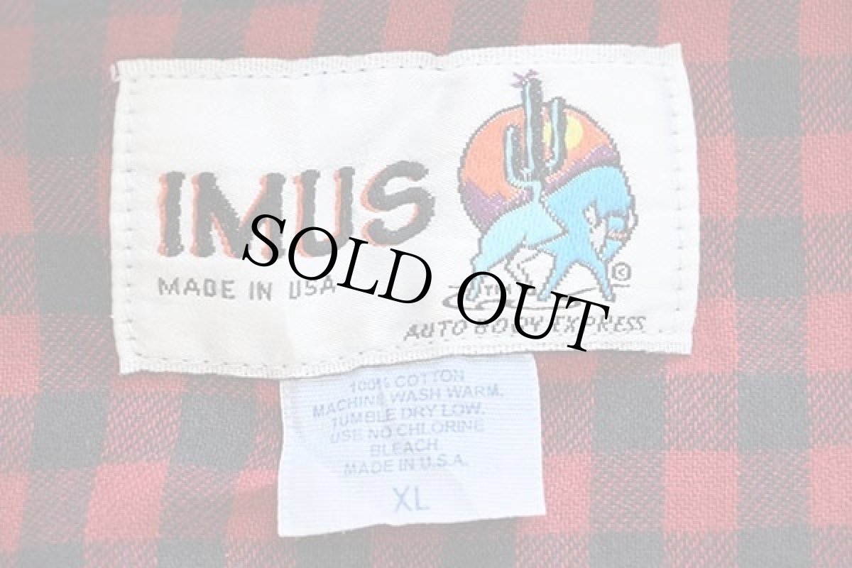 画像5: 90s USA製 IMUS Four Corners刺繍 チェックライナー デニムジャケット 4ポケット★特大 (5)