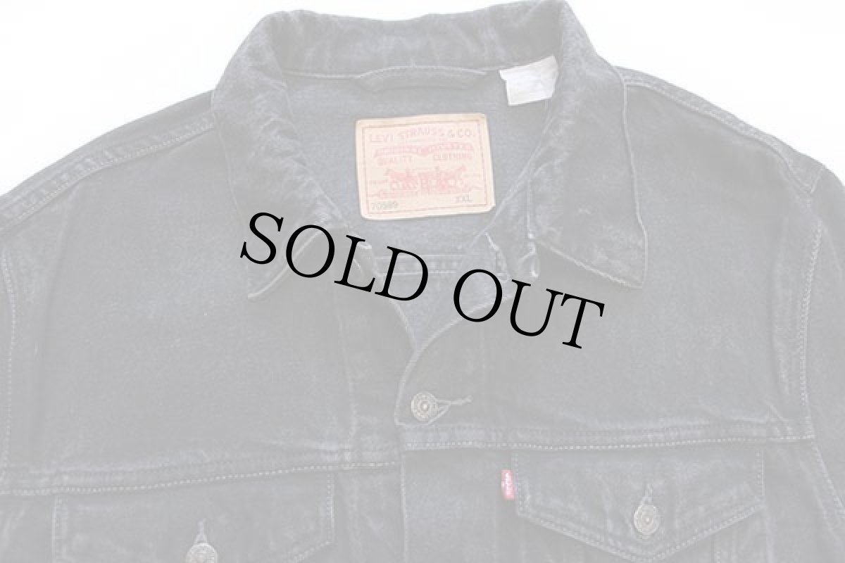 画像3: 00s メキシコ製 Levi'sリーバイス 70589 ブラック デニムジャケット 4ポケット XXL★特大 (3)