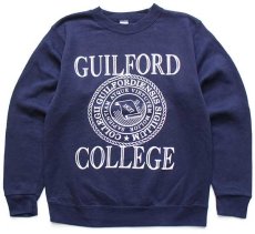 画像1: 90s USA製 GUILFORD COLLEGE ビッグロゴ スウェット 紺 L (1)