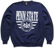 画像1: 90s USA製 PENN STATE ビッグロゴ スウェット 紺 L (1)