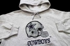 画像3: 90s USA製 NFL DALLAS COWBOYS アメフト 刺繍&アップリケ スウェットパーカー 杢ライトグレー XL★特大 (3)