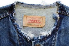 画像4: 00s トルコ製 Levi'sリーバイス 70550 ノーカラー デニムジャケット 4ポケット カスタム L★ユーロ (4)