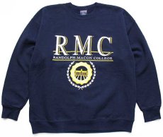 画像1: 90s USA製 JANSPORTジャンスポーツ RMC RANDOLPH-MACON COLLEGE ビッグロゴ スウェット 紺 XL (1)