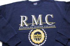 画像3: 90s USA製 JANSPORTジャンスポーツ RMC RANDOLPH-MACON COLLEGE ビッグロゴ スウェット 紺 XL (3)