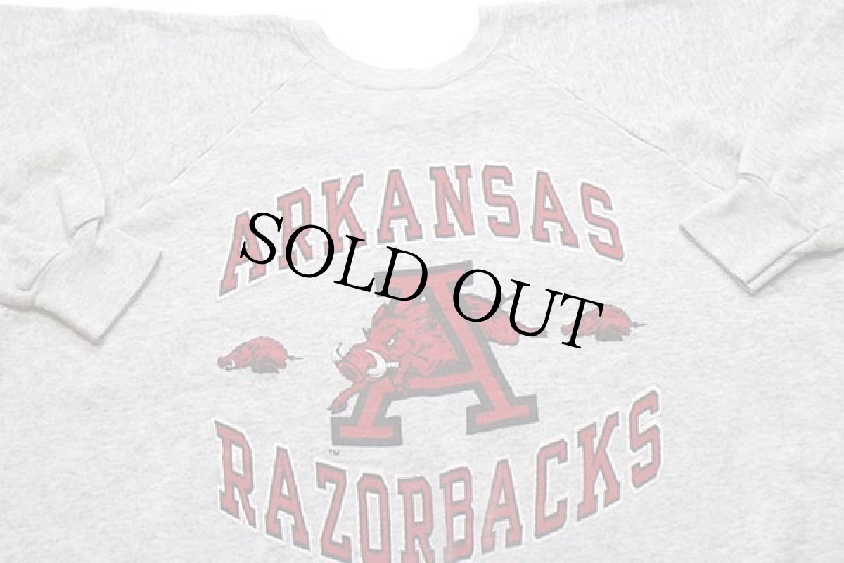 画像3: 80s USA製 ARKANSAS RAZORBACKS イノシシ スウェット 杢ライトグレー XL (3)