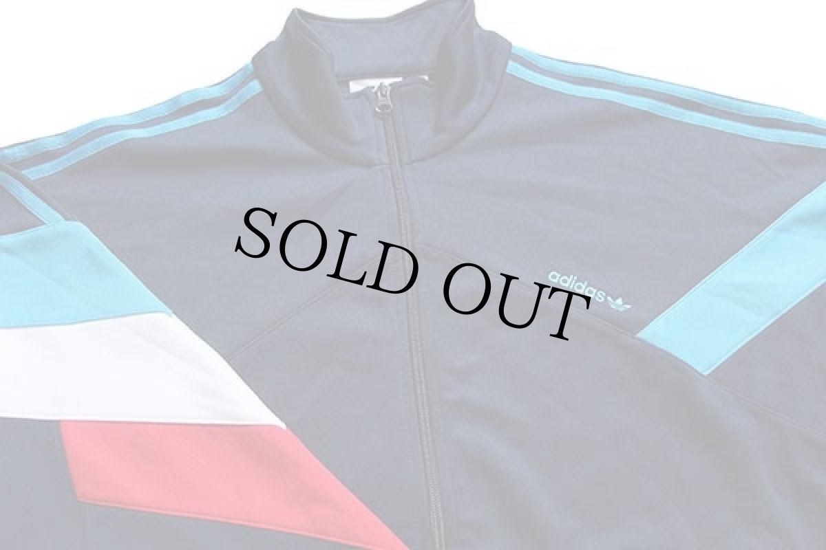 画像3: adidasアディダス トレフォイル ロゴ刺繍 マルチカラー 切り替え トラックジャケット 紺 M★ジャージ (3)