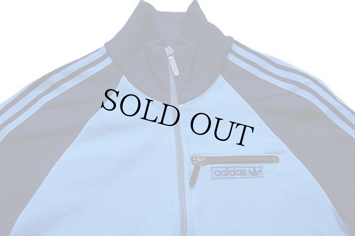 画像3: 70s ユーゴスラビア製 adidasアディダス トレフォイル ロゴ パッチ ツートン ハイネック トラックジャケット 青×紺 S★ジャージ (3)