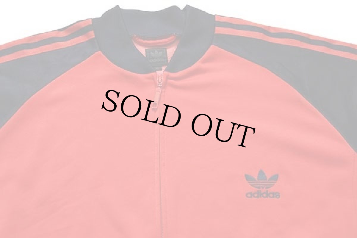 画像3: 00s adidasアディダス トレフォイル ロゴ刺繍 ツートン トラックジャケット 赤×濃紺 XL★ジャージ (3)