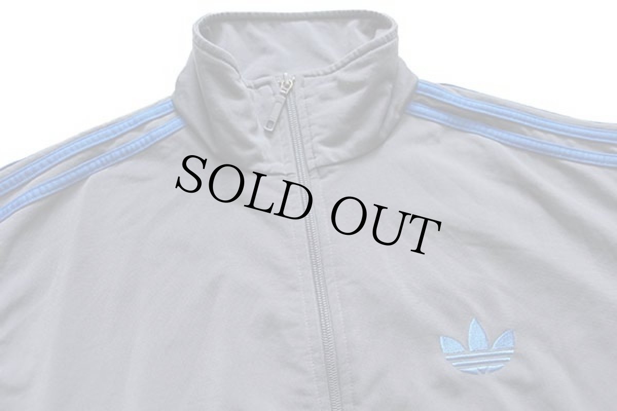 画像3: adidasアディダス トレフォイル ロゴ刺繍 トラックジャケット グレー×青 L★ジャージ (3)