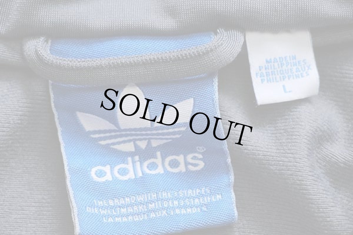 画像4: adidasアディダス トレフォイル ロゴ刺繍 トラックジャケット グレー×青 L★ジャージ (4)