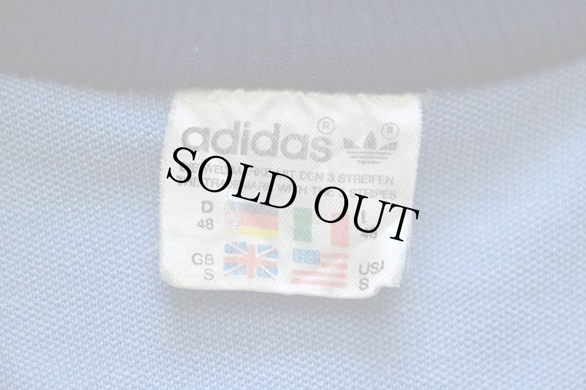 画像4: 70s ユーゴスラビア製 adidasアディダス トレフォイル ロゴ パッチ ツートン ハイネック トラックジャケット 青×紺 S★ジャージ (4)