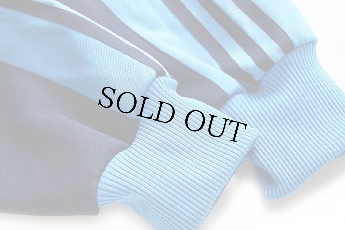 画像7: 90s adidasアディダス トレフォイル ロゴ刺繍 ツートン 切り替え トラックジャケット 青×紺 S★ジャージ (7)