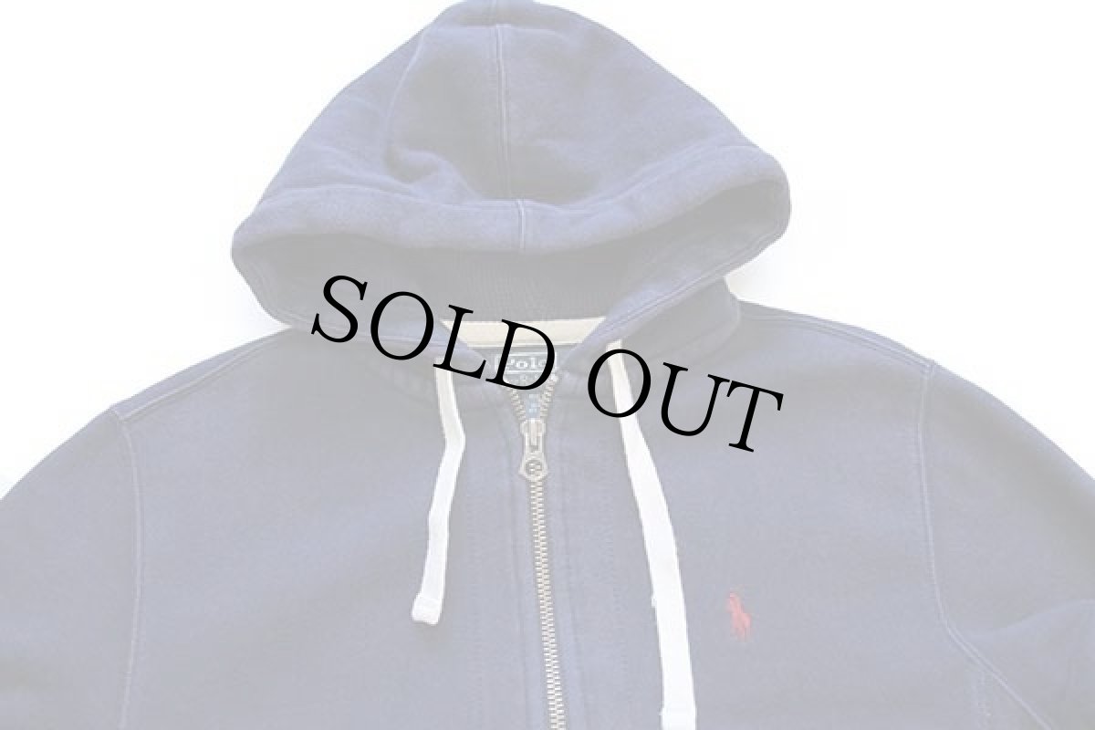 画像3: ポロ ラルフローレン ワンポイント フード裏サーマル スウェット ジップパーカー 紺 S (3)