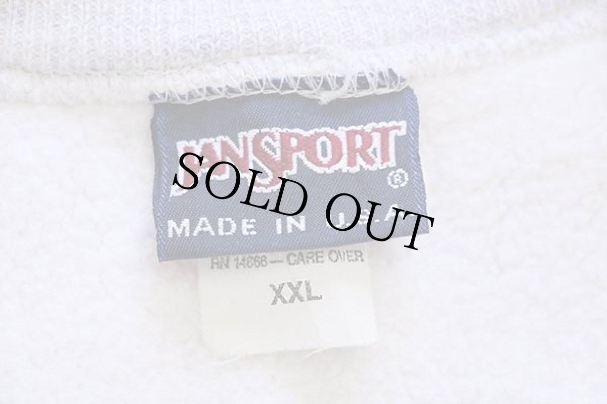 画像4: 90s USA製 JANSPORTジャンスポーツ NOTRE DAME FOOTBALL 三段中抜き リバースウィーブ スウェット 杢グレー XXL★特大 (4)