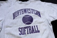 画像3: 80s USA製 Championチャンピオン NORTHWESTERN SOFTBALL 三段プリント リバースウィーブ スウェット 杢グレー M (3)