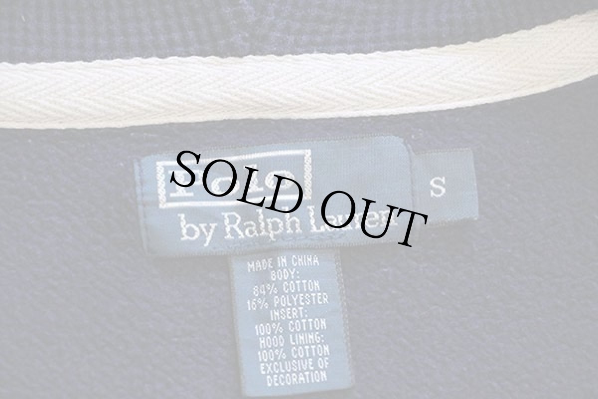 画像4: ポロ ラルフローレン ワンポイント フード裏サーマル スウェット ジップパーカー 紺 S (4)