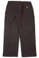 画像3: メキシコ製 carharttカーハート ダブルニー ダック地 ペインターパンツ 焦げ茶 w38 L30 (3)