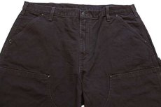 画像4: メキシコ製 carharttカーハート ダブルニー ダック地 ペインターパンツ 焦げ茶 w38 L30 (4)