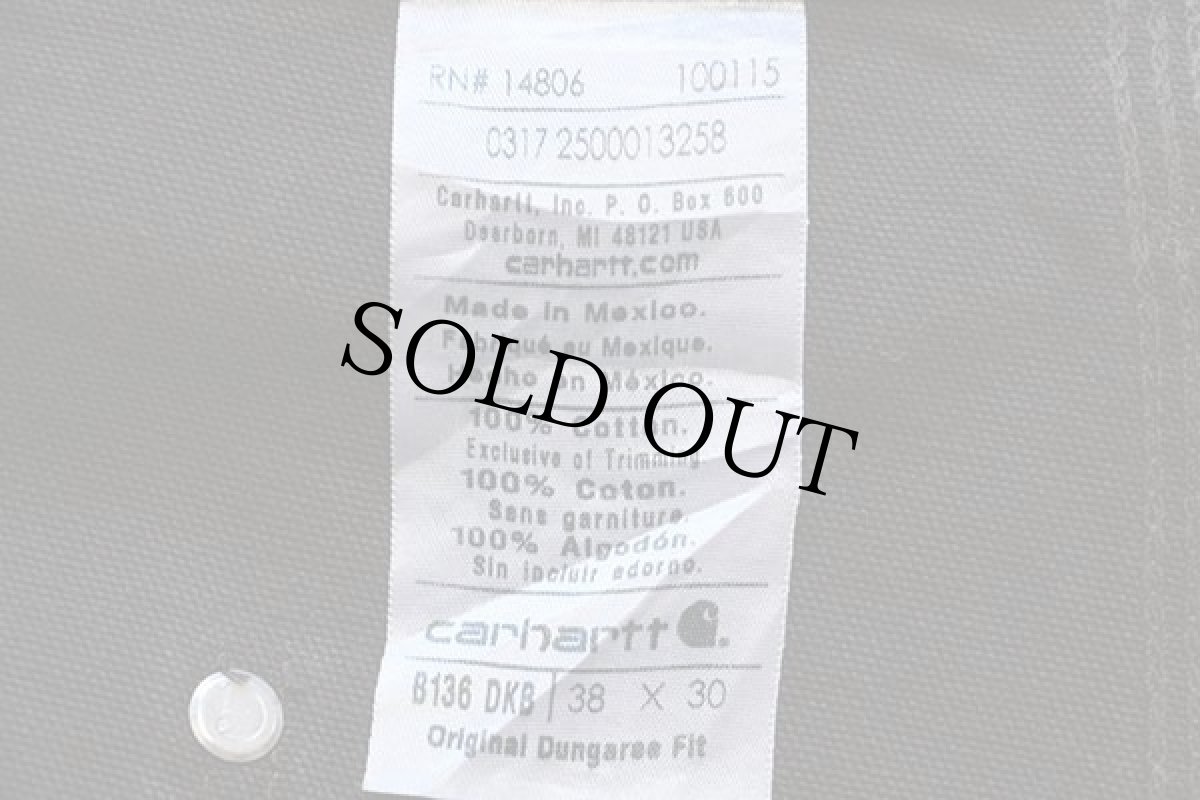 画像6: メキシコ製 carharttカーハート ダブルニー ダック地 ペインターパンツ 焦げ茶 w38 L30 (6)