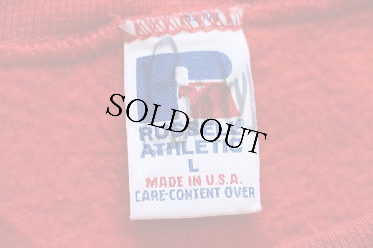 画像4: 90s USA製 RUSSELLラッセル 無地 前V スウェット 赤 L★ブランク (4)