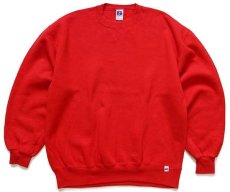 画像1: 90s USA製 RUSSELLラッセル 無地 前V スウェット 赤 L★ブランク (1)