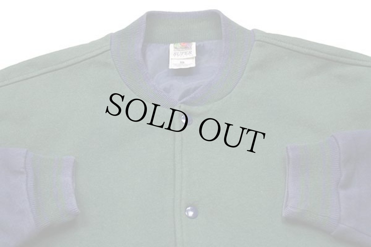 画像3: 00s FRUIT OF THE LOOM ツートン 切り替え スウェット スタジャン 緑×紺 L (3)