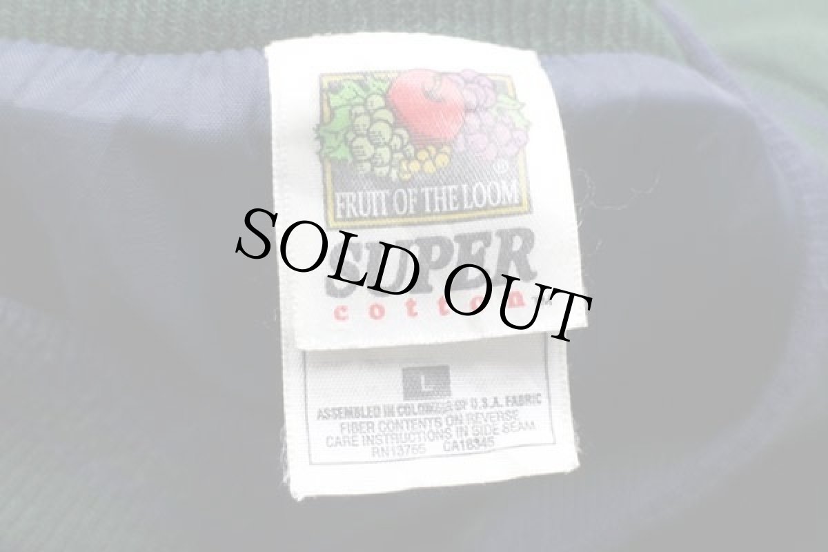 画像4: 00s FRUIT OF THE LOOM ツートン 切り替え スウェット スタジャン 緑×紺 L (4)