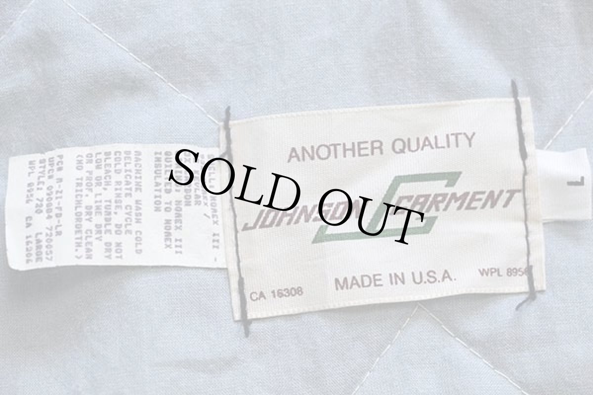 画像5: 90s USA製 JOHNSON GARMENT キルティングライナー NOMEX ワークコート 紺 L (5)