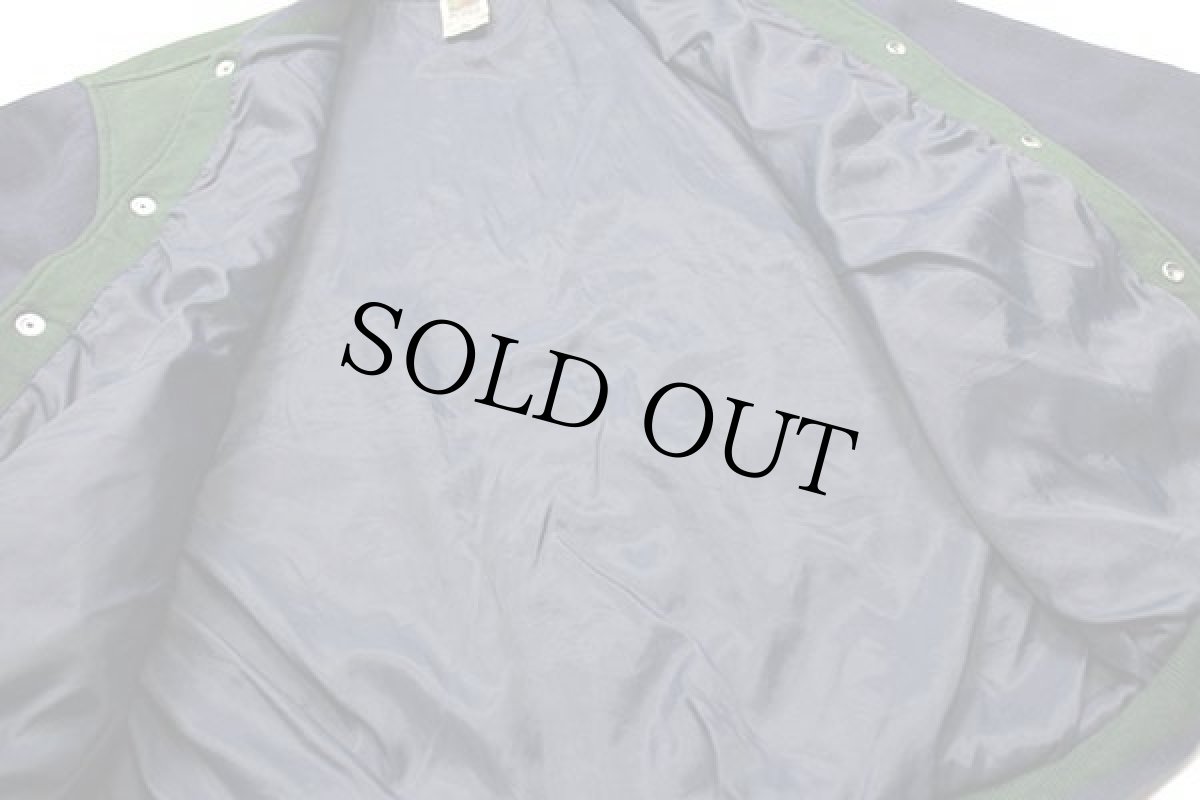 画像5: 00s FRUIT OF THE LOOM ツートン 切り替え スウェット スタジャン 緑×紺 L (5)