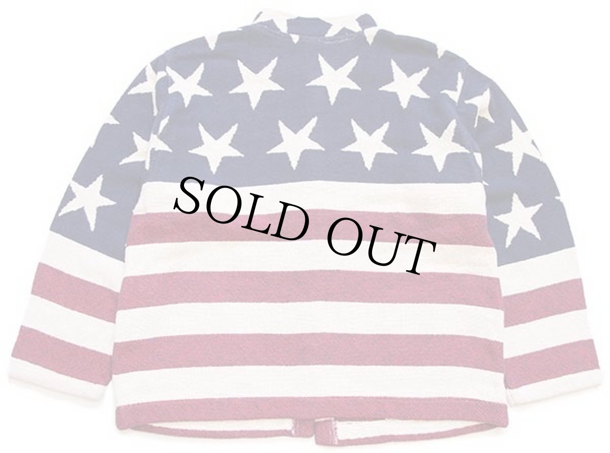 画像2: USA製 SUGAR STREET WEAVERS 星条旗柄 スタンドカラー コットンニット ジャケット (2)