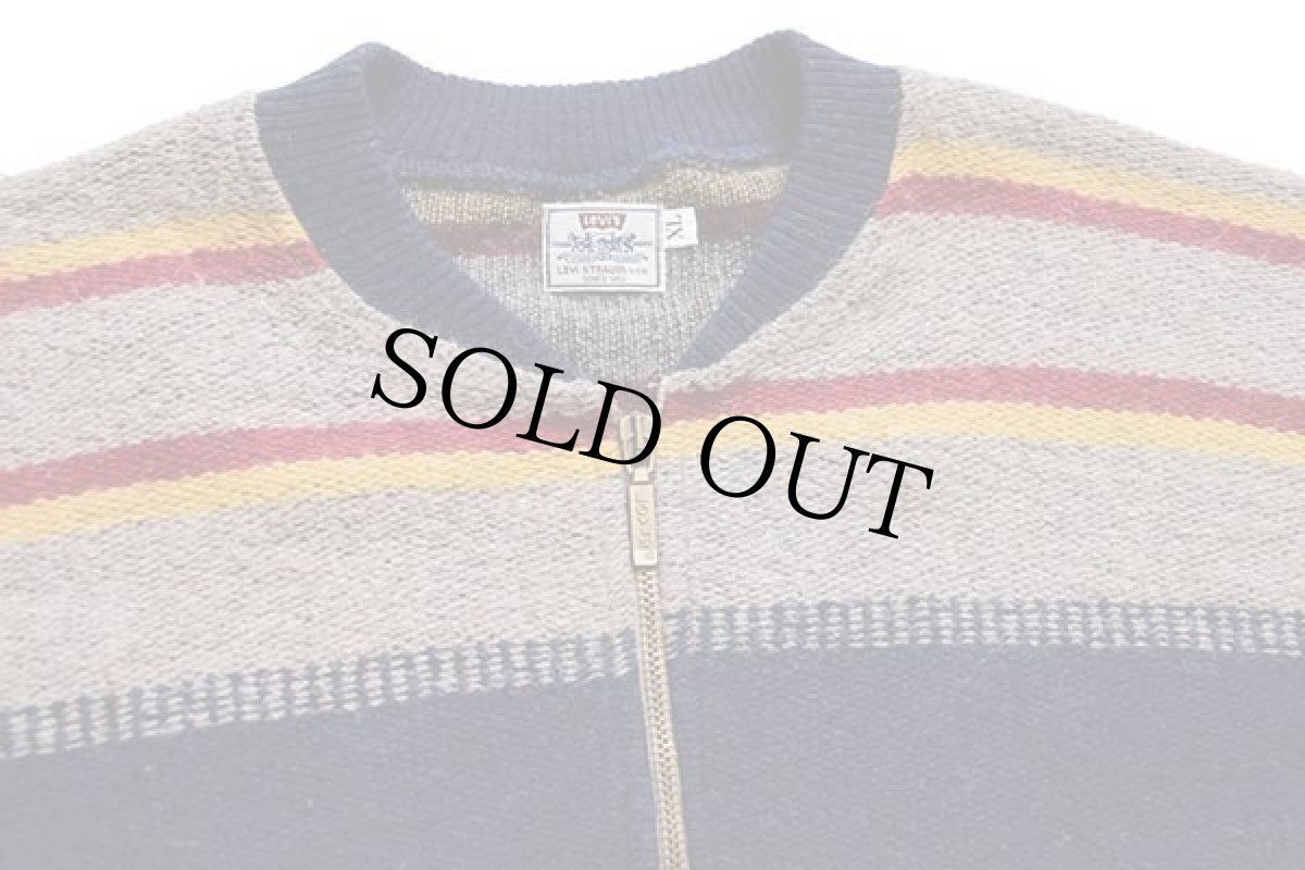 画像3: 90s イタリア製 Levi'sリーバイス ラグ柄 ウール混 ニットジャケット XL★ユーロ (3)