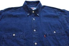 画像3: 90s Levi'sリーバイス ボタンダウン カラーデニムシャツ 後染め 紺 (3)