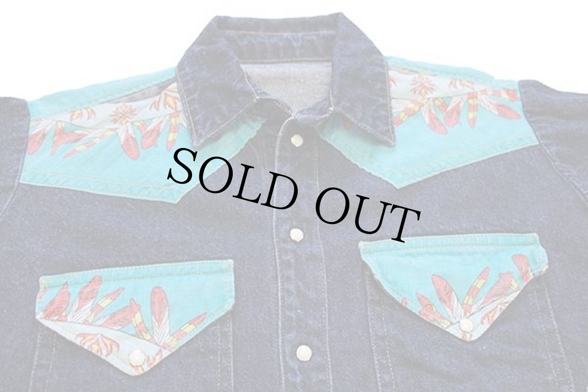 画像3: 80s ハンドメイド ネイティブ アメリカン ヨーク切り替え デニム ウエスタンシャツ (3)