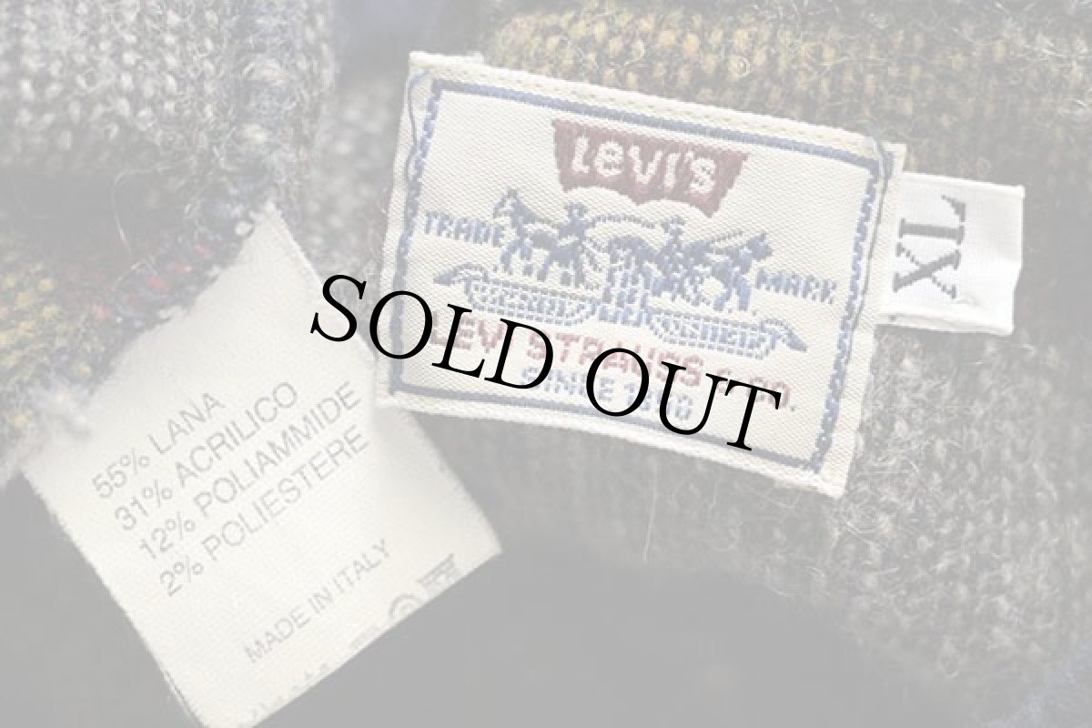 画像4: 90s イタリア製 Levi'sリーバイス ラグ柄 ウール混 ニットジャケット XL★ユーロ (4)
