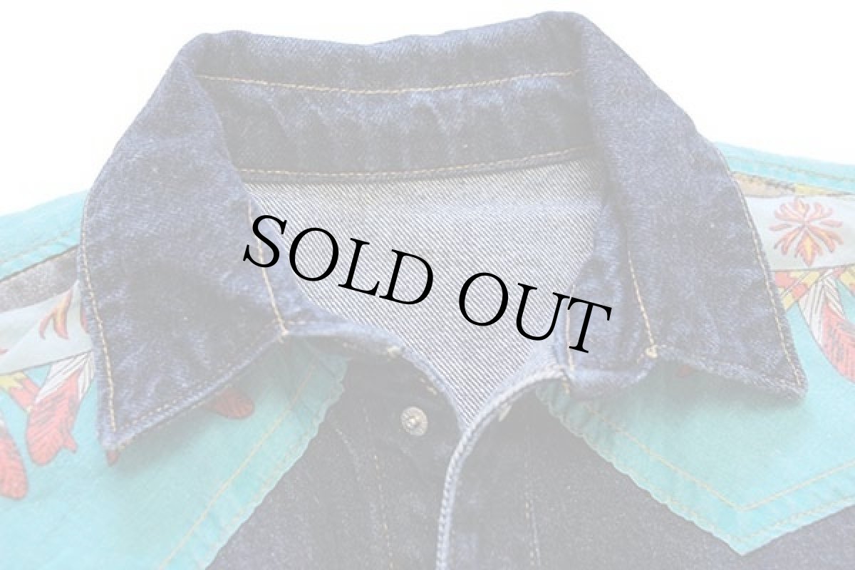 画像5: 80s ハンドメイド ネイティブ アメリカン ヨーク切り替え デニム ウエスタンシャツ (5)