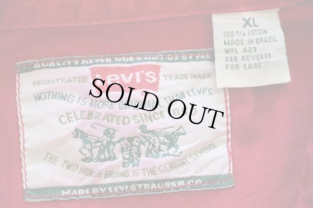 画像4: 90s Levi'sリーバイス カラーデニムシャツ 濃赤 XL (4)