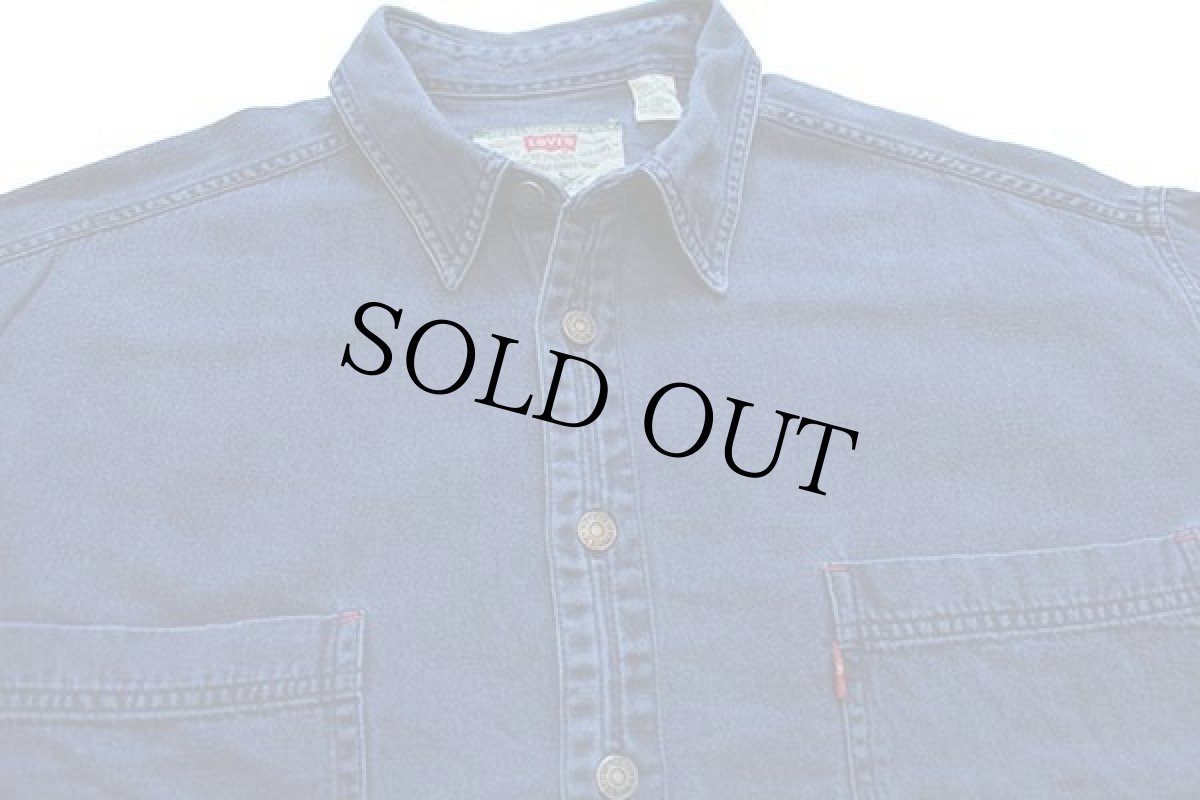 画像3: 90s Levi'sリーバイス カラーデニムシャツ 後染め 紺 XL (3)