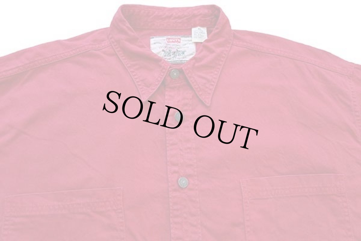 画像3: 90s Levi'sリーバイス カラーデニムシャツ 濃赤 XL (3)