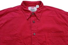 画像3: 90s Levi'sリーバイス カラーデニムシャツ 濃赤 XL (3)